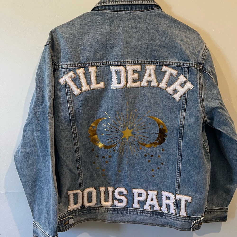 Custom wedding denim jacket